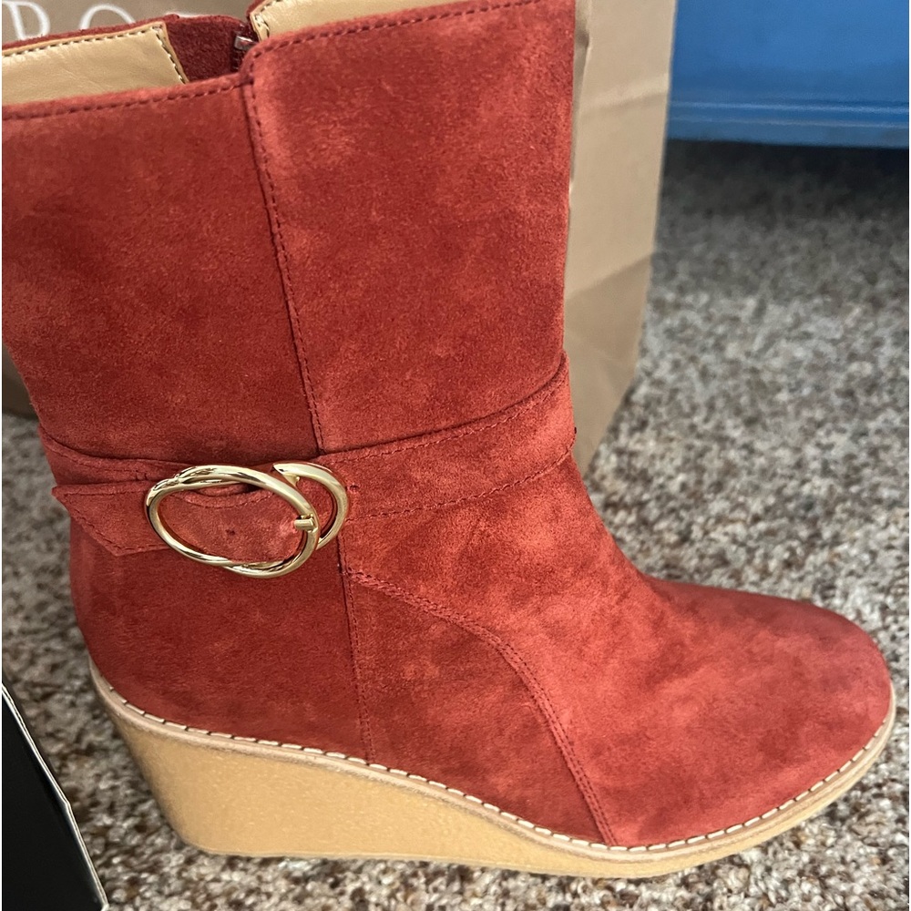 Brand new.  Never worn.  Rust suede ankle booties. Talbots
